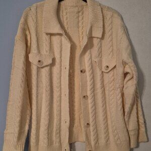 Sidefeel Long Sleeve Cardigan Sweater Button Down Cable Knit Womens Plus Size 2X